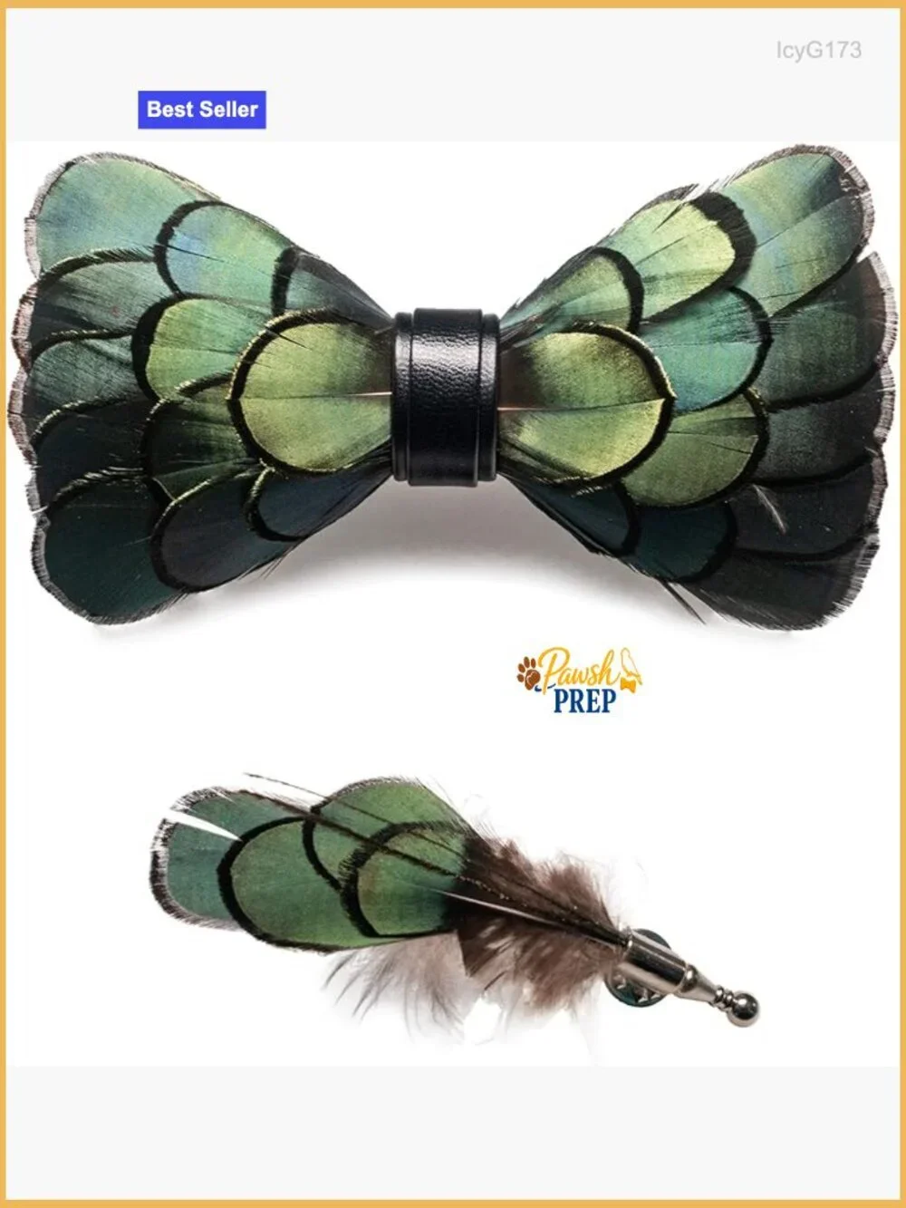 Handmade Feather Leather Bow Tie Brooch Set Formal Wear Accessory